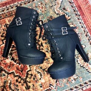 black heeled ankle boots